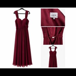Burgundy Chiffon Bridesmaid Formal Maxi Dress